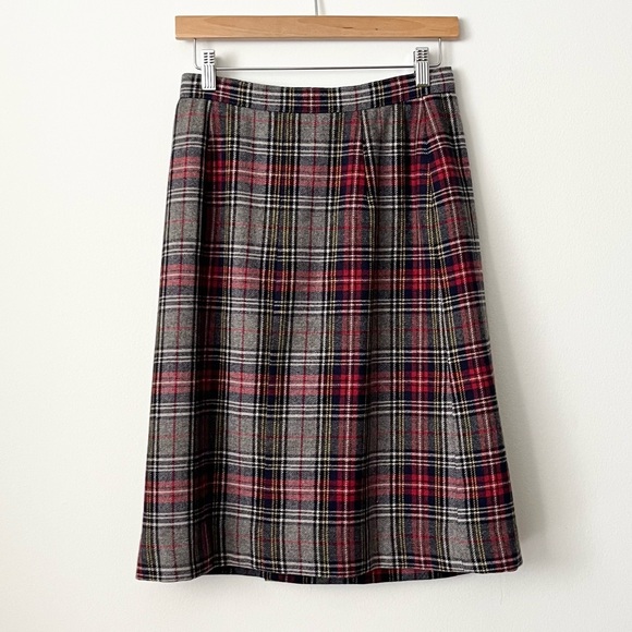 Vintage The Villager Plaid Pleated Wool Skirt Size 2 (12) Preppy Academia USA - Picture 2 of 7